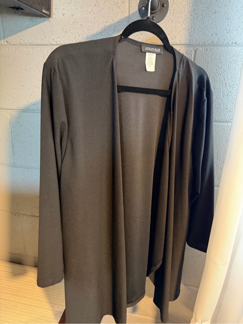Ashley Blue Black Draped Open Cardigan
